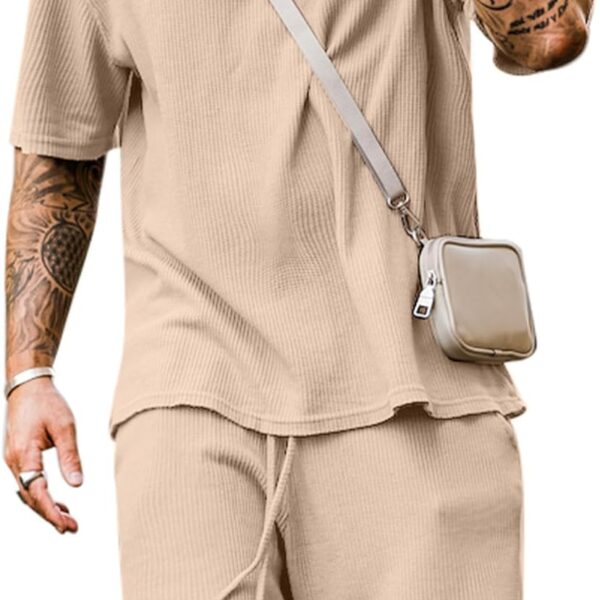 Babioboa Men's Short Sleeve Tracksuit Summer T Shirt & Shorts set 2 Pockets Oversize Two Piece Casual Daily Duty-off