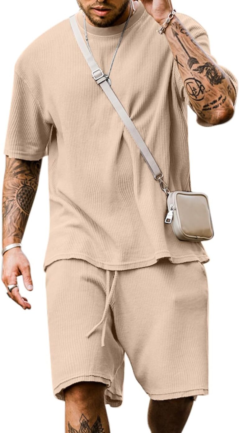 Babioboa Men's Short Sleeve Tracksuit Summer T Shirt & Shorts set 2 Pockets Oversize Two Piece Casual Daily Duty-off