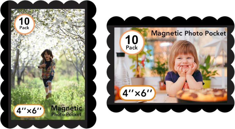 Mingting Magnetic Picture Frame, 10 Pack Magnetic Frame Reusable, Magnetic Photo Frames for Refrigerator 4x6 With Wavy Border, Refrigerator Magnets for Pictures Suitable Home, School, Office (Black)