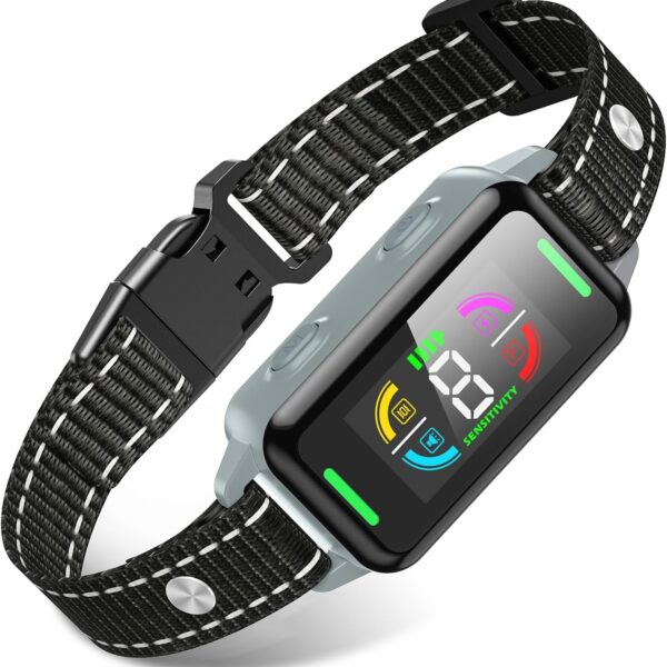 Dog Bark Collar, Bark Collar for Large Medium Small Dogs, Rechargeable Anti Bark Collar with 4 Barking Training Modes & 8 Level Sensitivity Adjustable Beep Vibration