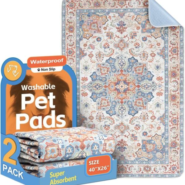Washable Pee Pads for Dogs 2 Pack Reusable Puppy Training Pads 40"x26" Super Absorbent Waterproof Dog Training Pads, Non-Slip Potty Pads, Whelping Pads Litter Mat