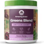 Amazing Grass Greens Blend Antioxidant: Super Greens Powder Smoothie Mix with Organic Spirulina, Beet Root Powder, Elderberry, Bilberry, Prebioitics & Probiotics, Sweet Berry, 30 Servings (Packaging May Vary)