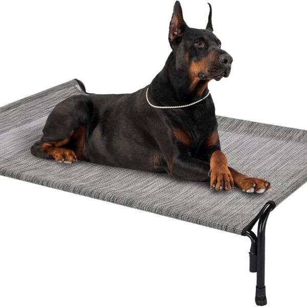 Veehoo XL Outdoor Elevated Dog Bed, Raised Dog Cot for Extra Large Dogs, Cooling Washable Waterproof Pet Hammock Beds with Slope Headrest, Breathable Mesh and Sturdy Frame, X-Large, CWC2204