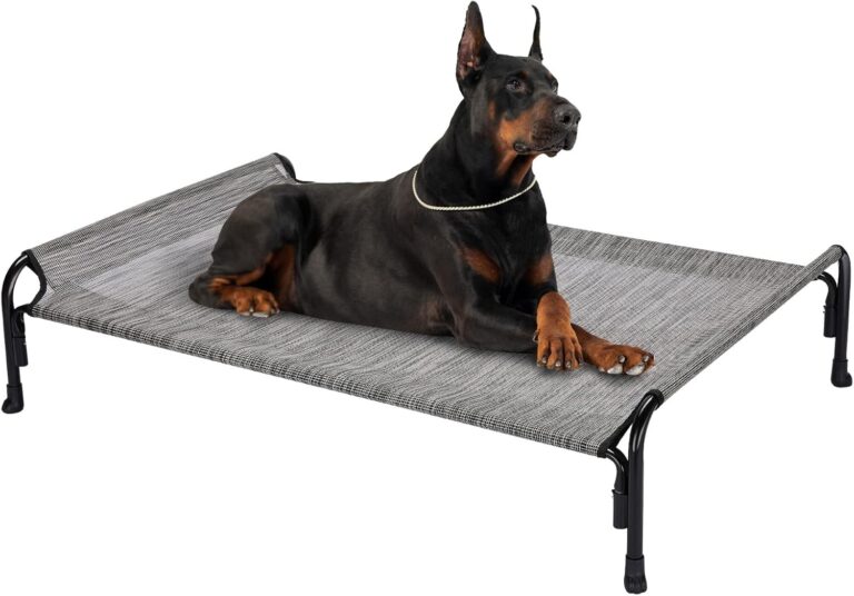 Veehoo XL Outdoor Elevated Dog Bed, Raised Dog Cot for Extra Large Dogs, Cooling Washable Waterproof Pet Hammock Beds with Slope Headrest, Breathable Mesh and Sturdy Frame, X-Large, CWC2204