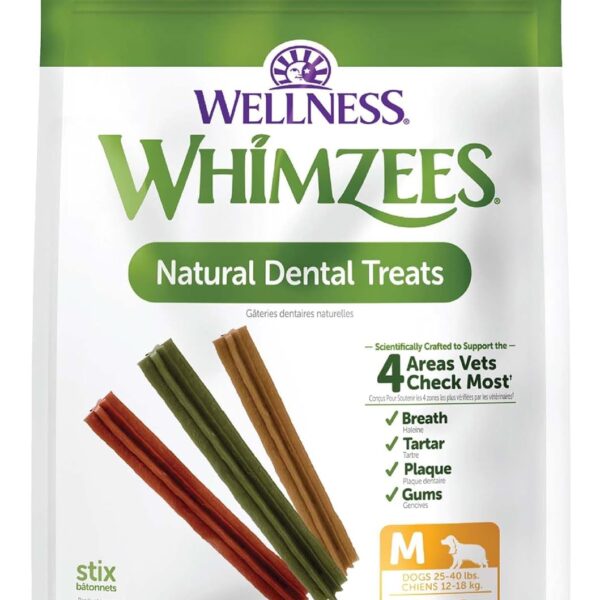 Whimzees Wellness Stix Dog Dental Treats, Natural Chews, Medium Size Stick, (14 Count)