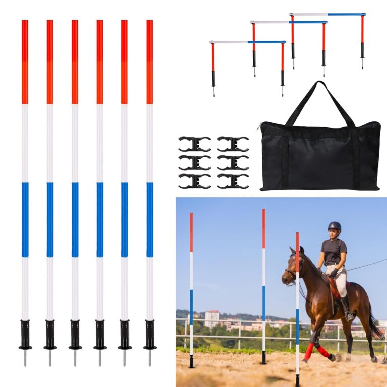 6 Pcs Pole Bending Poles for Horses with Bag, 6FT Adjustable Poles Training Equipment for Horse and Dog,Soccer Equipment for Training(Blue)