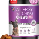 Dog Allergy Chews 200ct - Dog Allergy and Itching Skin Relief Anti Itch Aller Immune Bites for Dogs licking Paws Treatment Relief Itchy Chew Probiotics Vitamins for Skin and Coat Allergies - Chicken