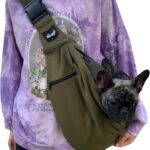 NATUYA Pet Dog Sling Carrier - Dog Sling with Net Bag for Carrier Dogs Cats-Hands Free Pet Bag-Buckle net Pocket pet Bag (Green)
