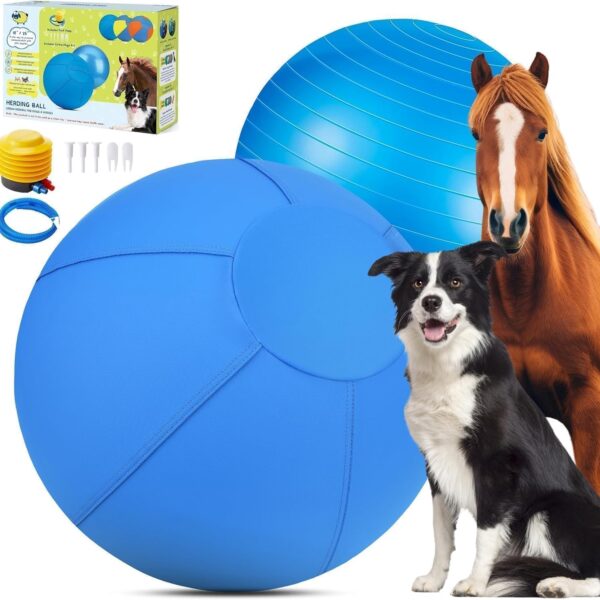 Herding Ball for Dogs- 25" Dog Herding Ball for Dogs/Horse, Dog Agility Equipment for Australian/German Shepherd Collie, Toys for Christmas/Birthday Gifts, Blue
