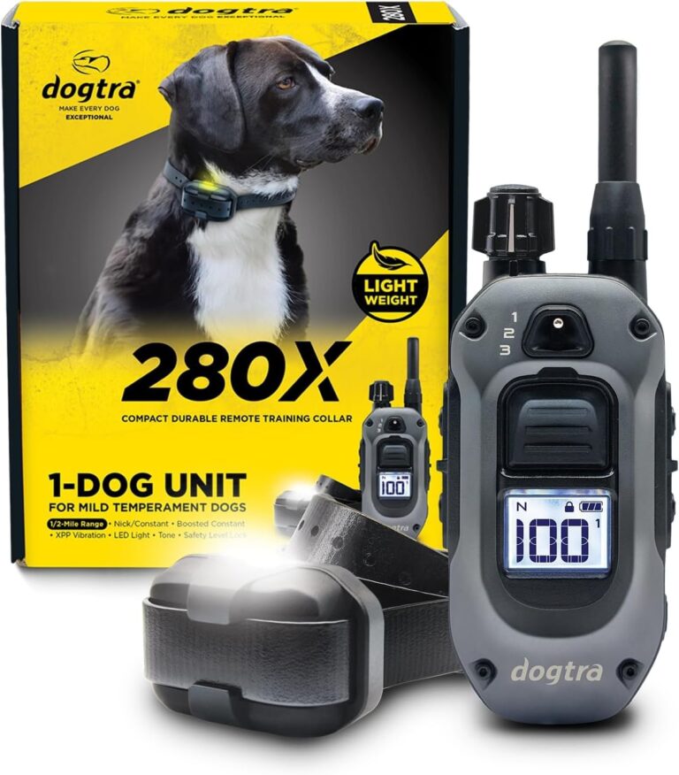 Dogtra 280X E-Collar with Remote [New Edition] 10 lbs+, 1/2 Mile Range, LED Light, 100 Levels of Precise Control for Stubborn Dogs, Waterproof, Boost for Quick Recall, Vibration, Safety Lock & Tone