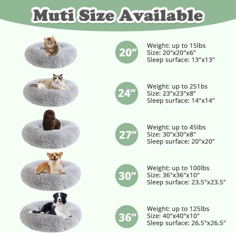 JOLLYVOGUE Dog Bed, Calming Anti-Anxiety Large Dog Bed, Fluffy Donut Cushion for Medium and Large Pets (27"/30"/36")