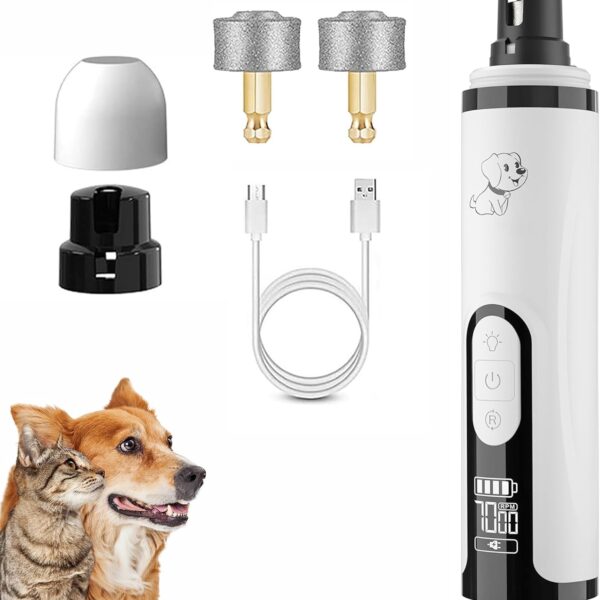 2025 Upgraded Silent Groom Pro Nail Grinder,3-Speed Dog Nail Trimmer with 2 Replacement Grinding Heads,Pet Paws Grooming Smoothing Tool for Cats and Dogs