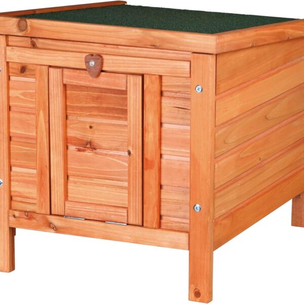 TRIXIE natura XS Small Animal House - Outdoor/Indoor Rabbit Hideout with Hinged Roof & Raised Floor - Solid Wood House with Entry Ramp, Weather-Resistant Home for Bunnies & Guinea Pigs - Brown