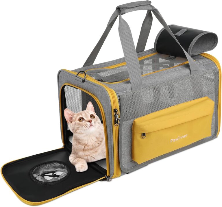 Pawinner Cat Carriers, 17.7"x13"x13" Collapsible Pets Travel Carriers Dog Carrier Pet Carrier, Waterproof Airline Approved Soft Sided, Car Travel Portable Bag for Big Cats/Small Dogs
