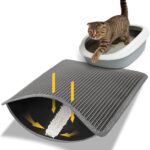 Cat Litter Trapping Mat for Small Spaces, 23.6"x14.6" Space-Saving Litter Box Floor Mat, Hexagon Grids & Anti-Leak Base, Machine Washable, Non-Slip Kitty Matt for Apartment, Gray