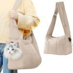 Pet Sling Carrier Soft Cat Carrying Bag with Support Pad Puppy Purse Carrier Adjustable Strap Travel Backpack for Small Dogs Kitten, Light Grey