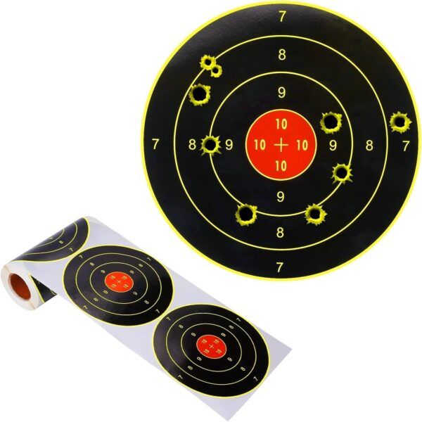 6" Splatter Shooting Targets Paper 100/200/300 Pack Adhesive Bullseye Reactive Target, Fluorescent Yellow Shooting Target Stickers