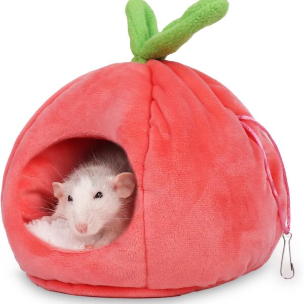 Pet Hideout House - Rat Beds, Small Animal Washable Cage Accessories - Hamster, Syrian Hideout, Sugar Glider Hammock for Dwarf Hamsters, Squirrel, Chipmunks - Pink