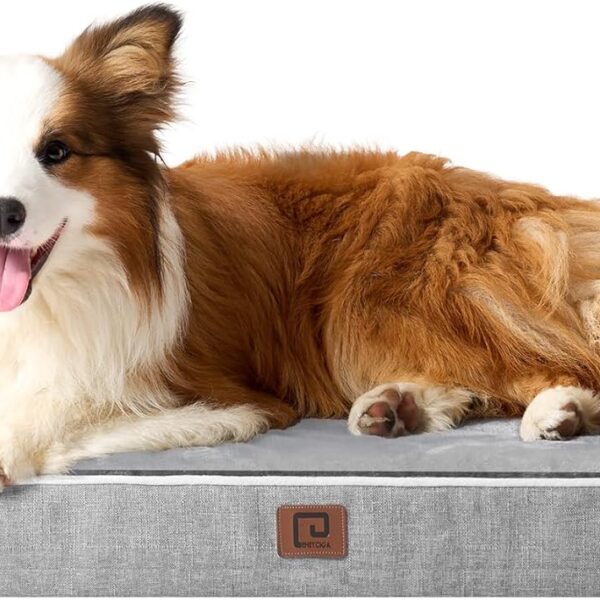 EHEYCIGA Memory Foam Dog Bed Orthopedic 41"x27"Waterproof Pet Bed for XLarged Dogs Washable Pet Mat with Removable Cover, Grey
