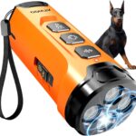 Dog Bark Deterrent Device, 3X Sonic Emitters, Dual-Frequency Bark Control, Flashlight & Sound Modes, Humane No-Bark Trainer, Safety Lock, USB-C Rechargeable (Orange)