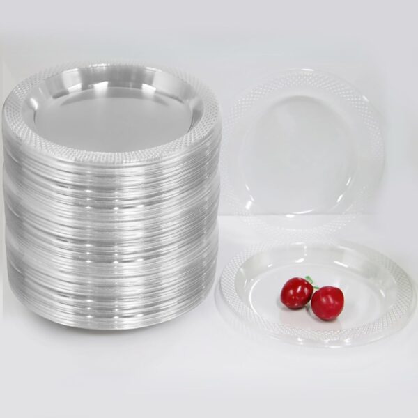 6 Inch Clear Plastic Plates 100 Bulk Pack - Disposable Cake Plates for Dessert & Appetizers, BBQ, Party, Travel and Events,Recyclable (pack of 100 clear)