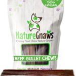 Nature Gnaws Beef Gullet Chews for Large Dogs 9-10" (20 Count) - Natural Beef Jerky Stick Dog Chew Treats - Rawhide Free