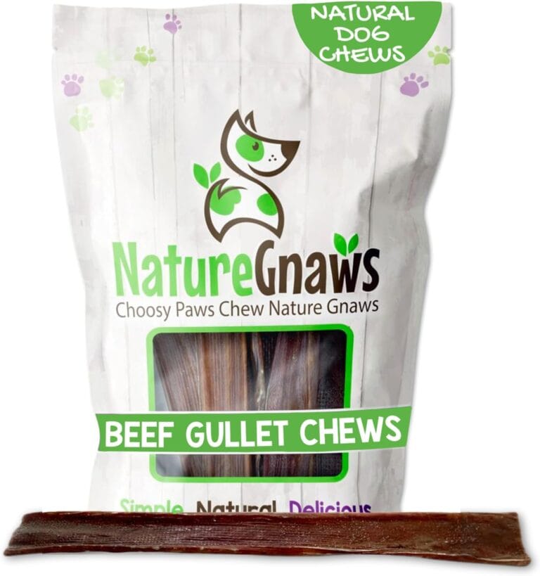 Nature Gnaws Beef Gullet Chews for Large Dogs 9-10" (20 Count) - Natural Beef Jerky Stick Dog Chew Treats - Rawhide Free