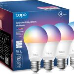 Tapo TP-Link Smart Light Bulbs, 16M Colors RGBW, Dimmable, Compatible with Alexa and Google Home, A19, 60W Equivalent, 800LM CRI>90, 2.4GHz WiFi only, No Hub Required, L530E(4-Pack)