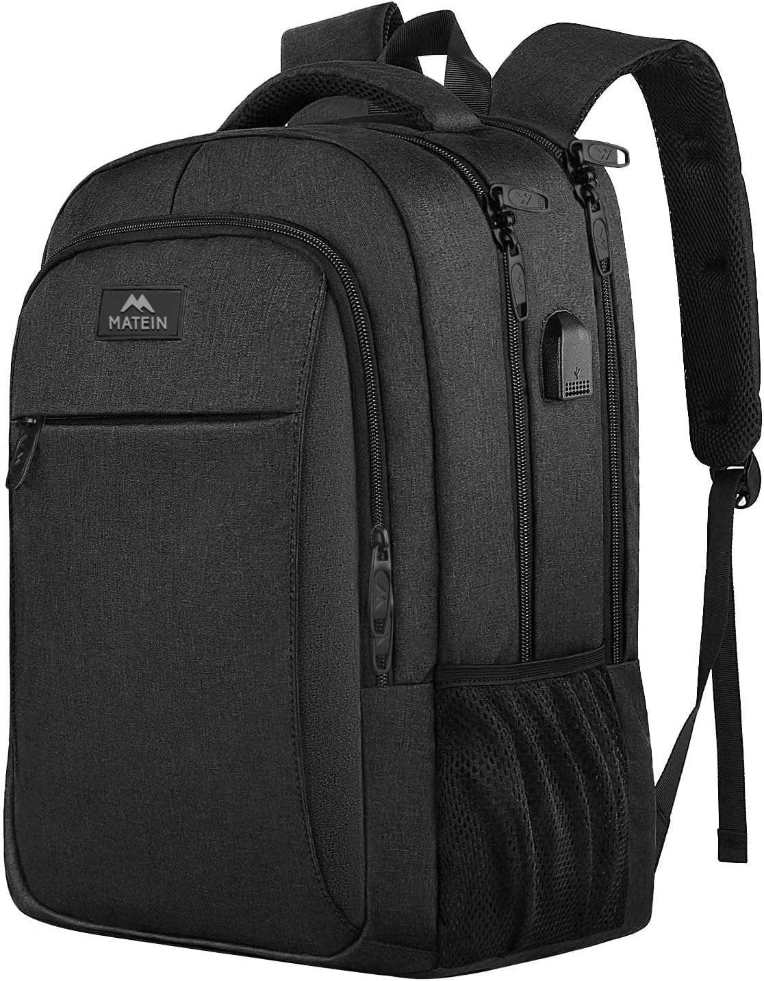 MATEIN Business Laptop Backpack, 15.6 Inch Travel Laptop Bag Rucksack with USB Charging Port, Water-Resistant Bag Daypack for Work College Computer Men Women Backpack, Black MATEIN Business Laptop Backpack, 15.6 Inch Travel Laptop Bag Rucksack with USB Charging Port, Water-Resistant Bag Daypack for Work College Computer Men Women Backpack, Black