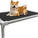 YITAHOME 42" Cooling Elevated Dog Bed, Chew Proof Raised Pet Cot with Aluminum Frame, Breathable Textilene Mesh, Enclosed Edges, Non-Slip Feet, Durable Dog Bed for Indoors & Outdoors, Black