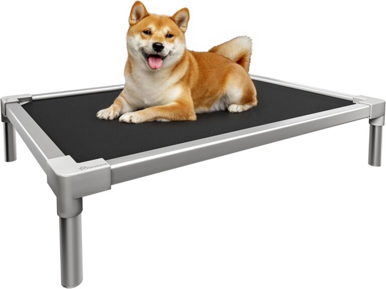 YITAHOME 42" Cooling Elevated Dog Bed, Chew Proof Raised Pet Cot with Aluminum Frame, Breathable Textilene Mesh, Enclosed Edges, Non-Slip Feet, Durable Dog Bed for Indoors & Outdoors, Black