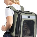 Petsfit Cat Backpack Carrier with Soft Plush Mat, Cross Ventilation Design, Dog Backpack Easy Fit for Travel Camping Hiking, Hold Pets Up to 22 lbs