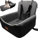 Dog Car Seat Bed 2 in 1 for Small/Medium Dogs up to 35 lbs,Adjustable Safety Leashes,Memory Foam with Soft Fabric Pets Travel Car Bed,Easily Installed in Front and Back seat,Removable and Washable.