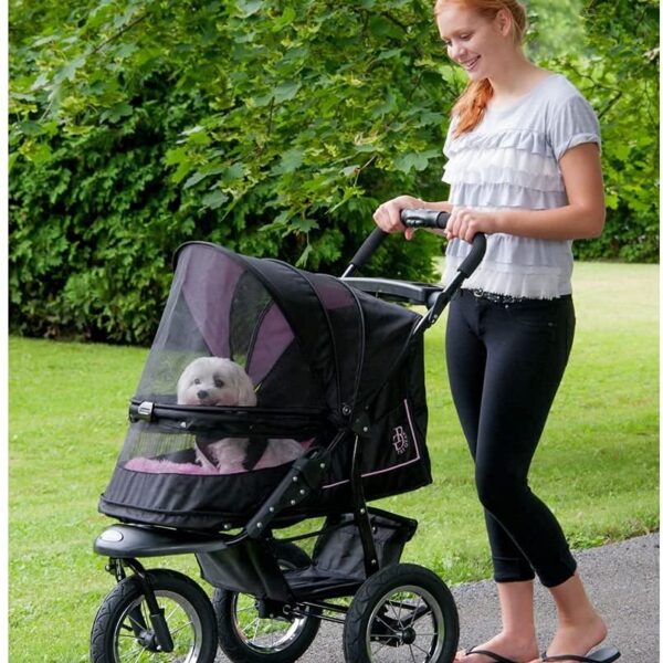 Pet Gear No-Zip NV Pet Stroller for Cats/Dogs, Zipperless Entry, Easy One-Hand Fold, Gel-Filled Tires, Plush Pad + Weather Cover Included, 3 colors
