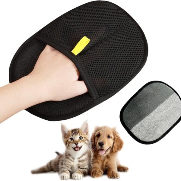 UDEE Pet Hair Removal Glove, Electrostatic Double-Sided Grooming Gloves for Dogs & Cats, Reusable Pet Deshedding Gloves for Carpet, Couch,Clothing and Other Surfaces