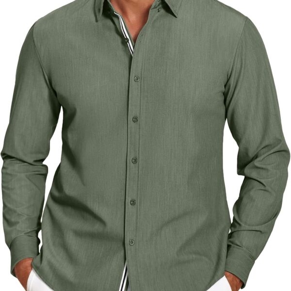 COOFANDY Mens Casual Button Down Shirt Untucked Long Sleeve Stretch Denim Dress Shirt