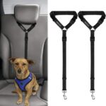 BWOGUE 2 Packs Dog Cat Safety Seat Belt Strap Car Headrest Restraint Adjustable Nylon Fabric Dog Restraints Vehicle Seatbelts Harness