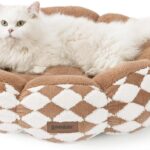 Large Cat Beds for Indoor Cat, Donut Dog Beds for Small Dog, Round Plush Puppy Bed for Kitten, Brown