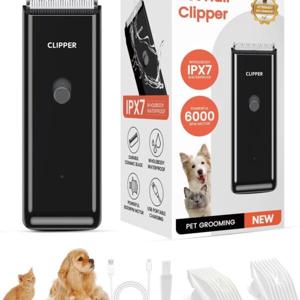 Pet Clippers for Dog Hair Grooming Low Noise, Rechargeable Cordless Cat Shaver with Ceramic Blade,Portable Pet Hair Trimmer for Matted & Long Hair