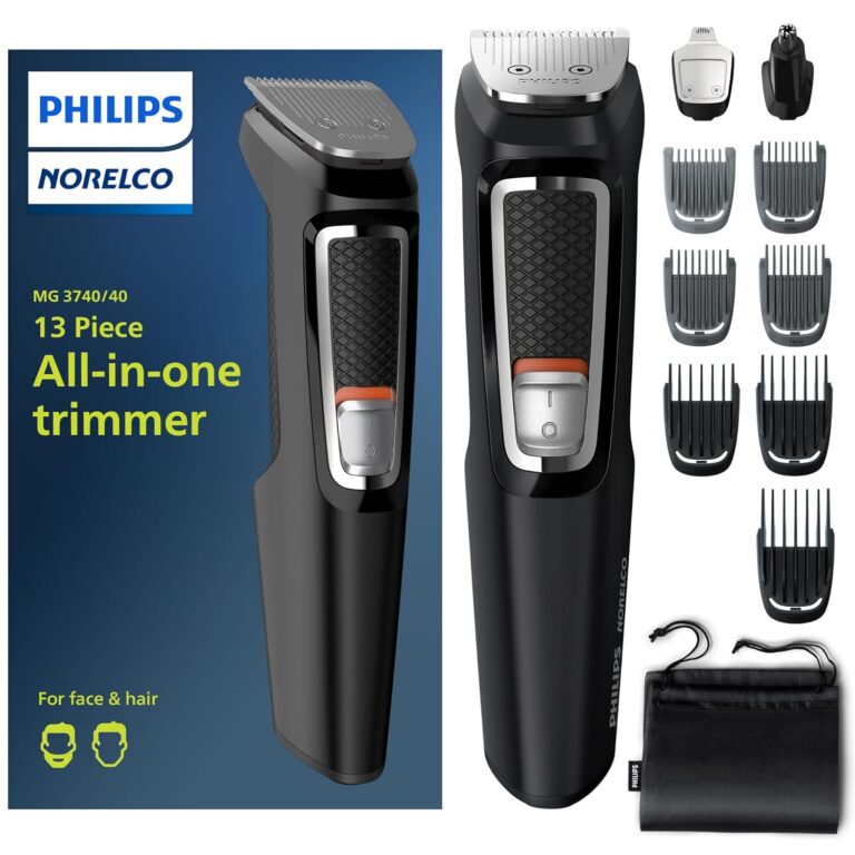 Norelco Philips Multigroom 3000 Series, All-in-One Trimmer, 13 Piece Men's, Grooming Kit for Beard, face, Nose, and Ear Hair Trimmer and Hair Clipper - NO Blade Oil Needed, MG3740/40