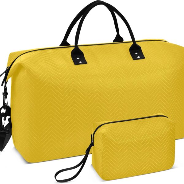 Chrome Yellow Duffle Travel Bags & Cosmetic Pouch Set of 2, Animal Womens Tote Duffle Bag Carry on Duffel Overnight