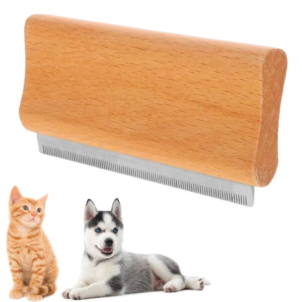 Wooden Deshedding Brush for Dogs, Cats & Horses, Deshedding Grooming Tool Curry Comb Pet Hair Removal Tool, Deshedding Dog Brush Combs for All Hair Types (4.33 Inch)