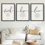 Houmury Set of 3 Framed Farmhouse Bible Verses Wall Decor Sign 11x14 Christian Faith Scripture Wall Art for Home Living Room Bedroom Wall Decor (11"x14" Black)