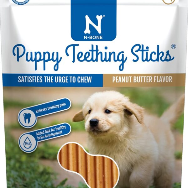 N-Bone Puppy Teething Sticks Peanut Butter Flavor, 3.74-oz Bag