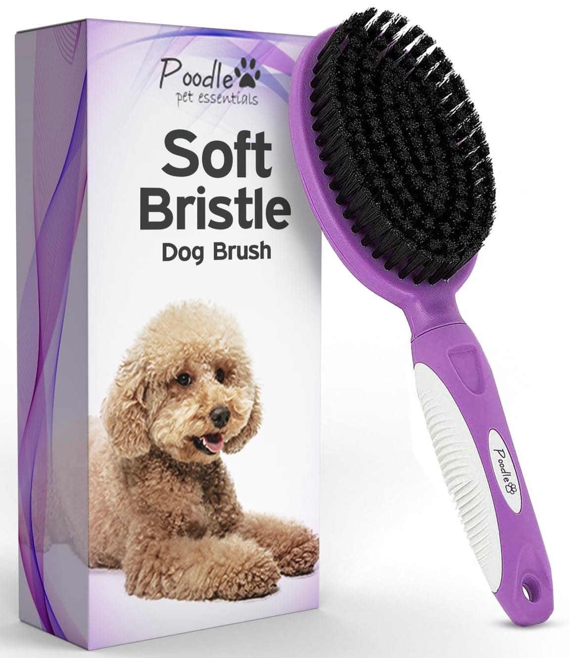 Soft Bristle Dog Brush For Short Haired Cats Or Dogs - Firm Bristles To Remove Dust, Dirt, And Loose Fur - Hook And Rubber Handle Soft Bristle Dog Brush For Short Haired Cats Or Dogs - Firm Bristles To Remove Dust, Dirt, And Loose Fur - Hook And Rubber Handle