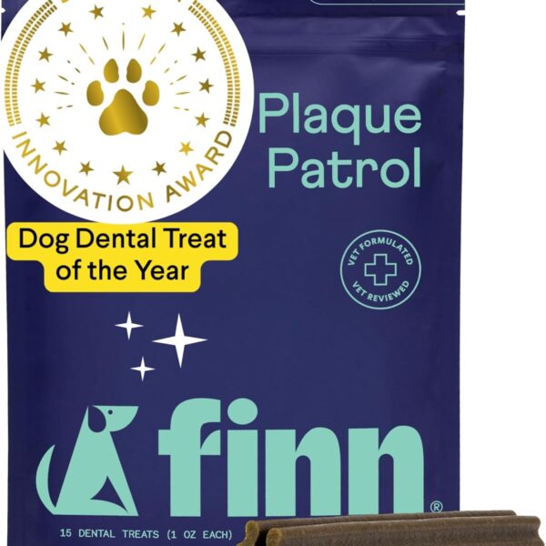 Finn Plaque Patrol Dental Chews | Triple-Action Defense Against Plaque, Tartar, and Bad Breath | for Medium/Large Dogs, 25+ lbs