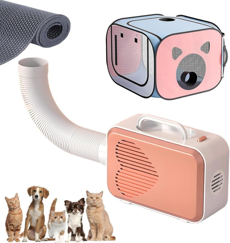 Pet Dryer with Pet Dryer Box 108L and Pad, Hands-Free, Ventilation and Circulation, Anti Hair Flying, Foldable Low Noise ldeal for Drying Cat and Dog Hair