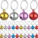 24pcs Cat Bells with Keyrings- Dog Collar Bells, Training Jingle Bell Collar Pendant Pet Accessories Festival Party DIY Small Bells