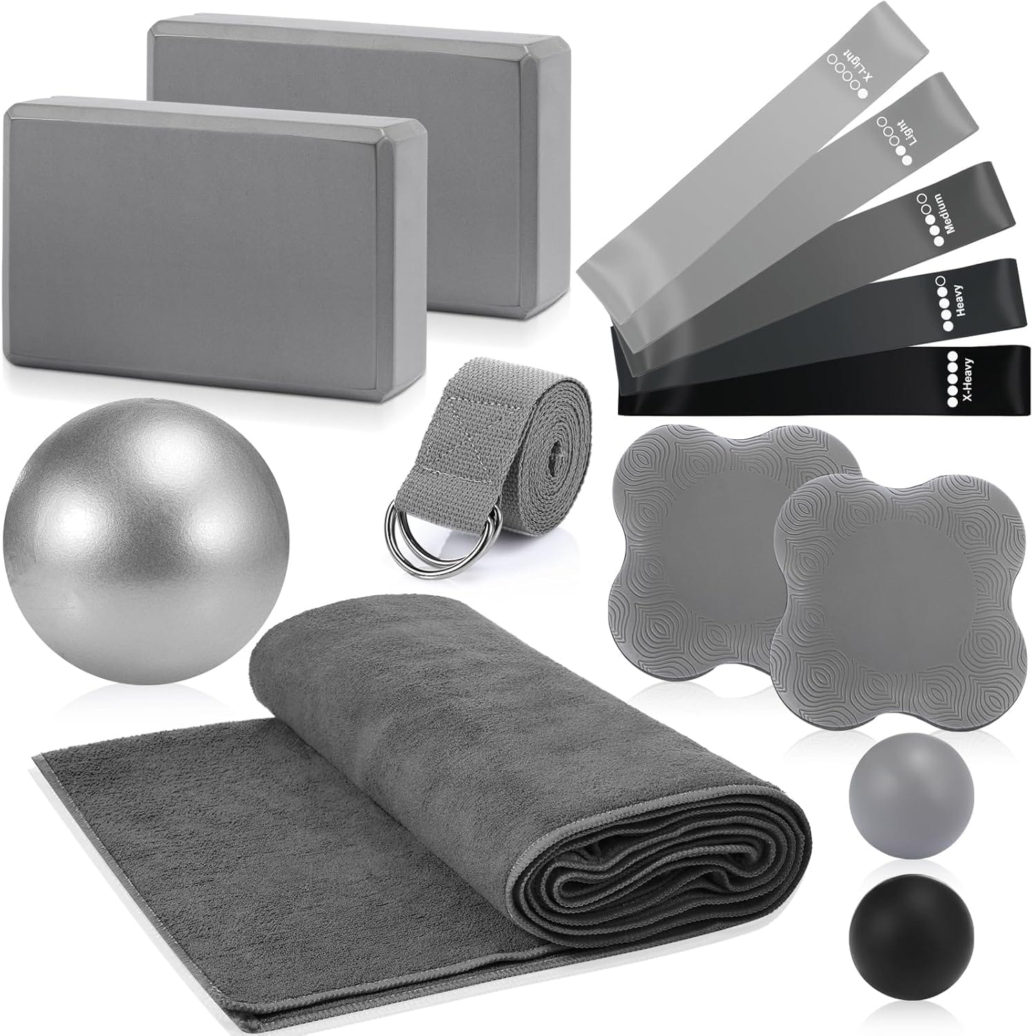 14 Pcs Yoga Kits for Home Workouts Pilates Equipment Set for Women Beginners Include Hot Yoga Towel Blocks Strap, Knee Pad, Resistance Loop Exercise Band, Massage Lacrosse Ball, Pilates Ball 14 Pcs Yoga Kits for Home Workouts Pilates Equipment Set for Women Beginners Include Hot Yoga Towel Blocks Strap, Knee Pad, Resistance Loop Exercise Band, Massage Lacrosse Ball, Pilates Ball