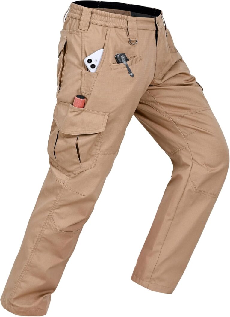 Mens Work Pants Cargo Tactical Construction for Men Ripstop Waterproof Lightweight Outdoor Hiking with Pockets